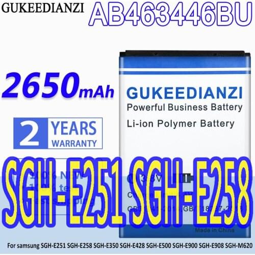 GUKEEDIANZI Battery AB463446BU AB043446BE AB043446BEC 2650mAh For samsung SGH-E251 SGH-E258 SGH-E350 SGH-E428