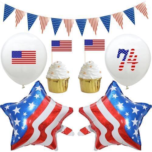 American National Day Balloon Flag Cake Toppers Party Favors Supplies Kids Party Decorations for National Independence Day 2019