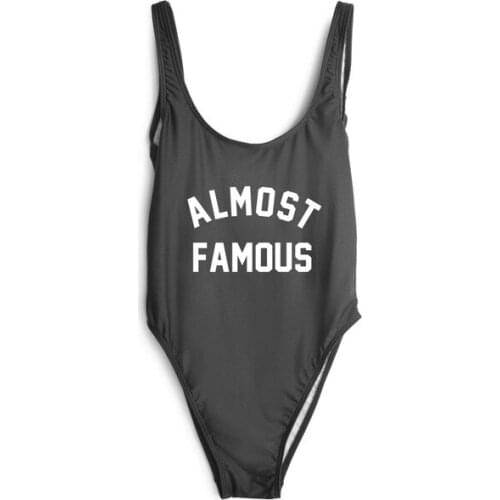 US size S-XL ALMOST FAMOUS Women Sexy bathing suit One-Piece Swimwear low back Bodysuit Beachwear mesh jumpsuit bodystocking