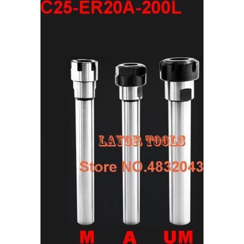 1PCS C25 ER20A 200L/C25 ER20M 200L Collet Chuck Holder 200MM Extension Straight Shank for ER Collet with ER20A/ER20M Nut