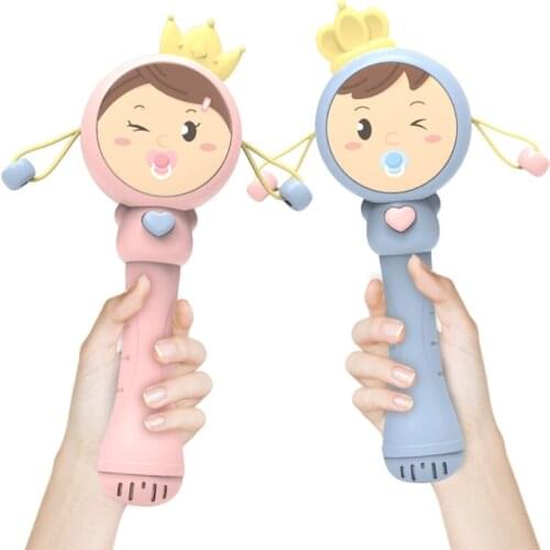 N7ME Cartoon Shaking Drum Rattle Baby Hand Bell Musical Light Rhythm Teether Toys