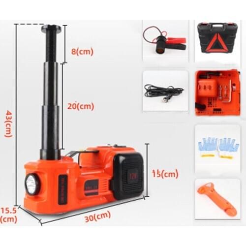 12V 5Ton 45cm Car Jack Tire Jack Electric Hydraulic Jack Lifting Car lift Tire Inflator Flashlight Safe Hammer 3 in 1