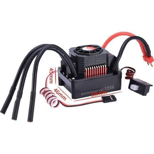 120A ESC Electric Speed Controller with Heat Sink Combo Set RC 1/8 RC Car 1: 8 for HSP Axia/Buggy Car 4076 4068 Brushless Motor