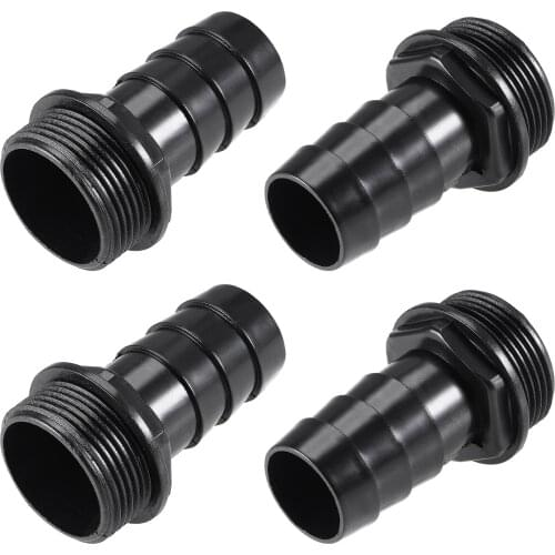 Uxcell PVC Tube Fitting Adapter 37mm Barbed x G1-1/2 Male Orange for Aquariums 4Pcs