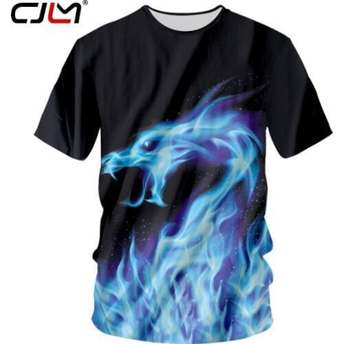 CJLM Mens 3d Tshirt Black Summer Cool Print Fire Dragon T-shirts Man Brand Clothes Short Sleeve O Neck Tee Shirts Plus Size 7xl