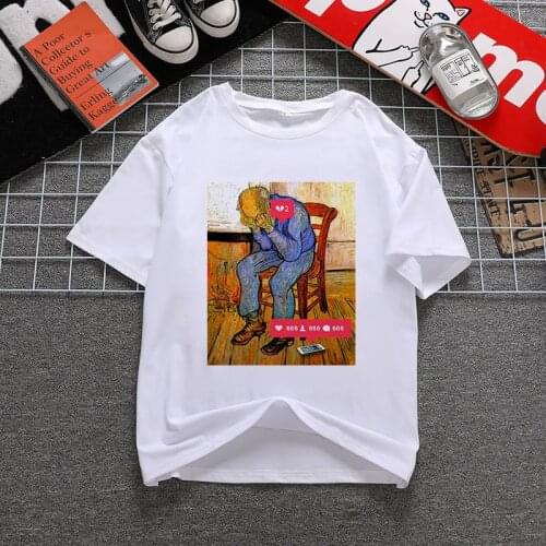 Summer Van Gogh T-Shirt Women Fashion street clothing Tshirt Aesthetic Female Clothes Soft Casual White T shirts Tops