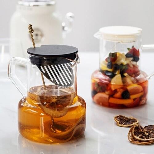 Nordic Style Ceramic Pot Heat-Resistant Glass Coffee Pot Fruit Flower Teapot Household Tea Pot Kitchen Accessories Filter Basket
