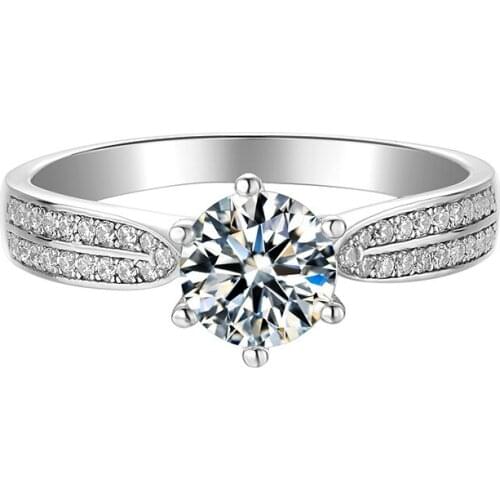 Excellent Cut 1Ct D Color Moissanite Stone Ring Original 925 Sterling Silver Pass Diamond Test White Moissanite Engagement Rings