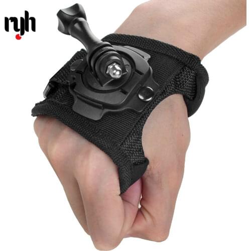 Glove Wrist Band 360 Degree Swivel Rotation Hand Strap Belt Tripod Mount for GoPro Xiaomi Yi OSMO MAX SJCAM SJ4000 SJ5000 Camera