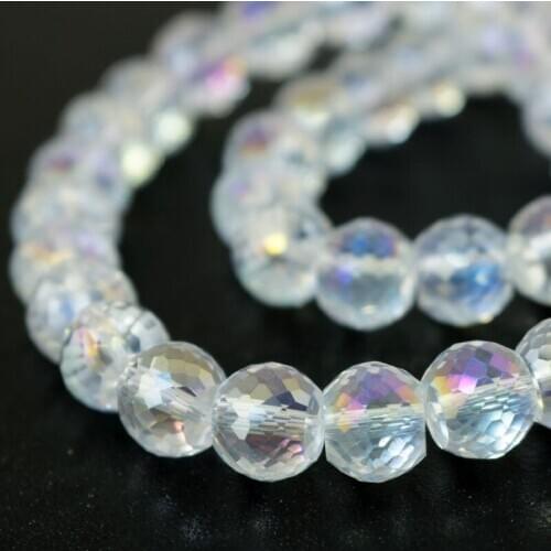 20pcs 10x8mm white ab plated colors Crystal Glass Beads Round Cut Faceted Beads For Craft Crystal Curtain DIY Making Beads