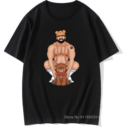 Daddy Bear T-Shirt Men Barebeef Gaybear Gayart Gay Pride LGBT Male Tshirt Novelty Basic Tees Vintage Cotton Tops Tees T Shirts