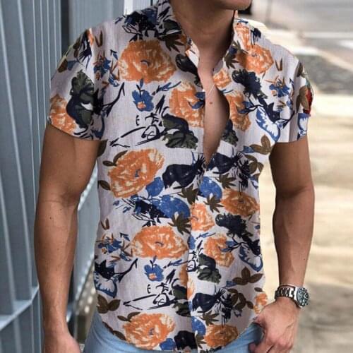 Fashion Mens Retro Printed Casual Personality Shirt Mens Cartoon Fun Style Short Sleeve Lapel Neck Hawaiian Shirt Summer 2021