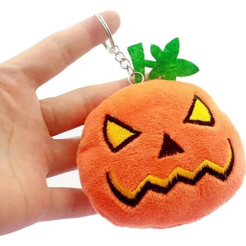 Halloween Stuffed Pumpkin Plush Toy Soft Cartoon Pumpkin Pendant Keychain Halloween Pumpkin Doll For Party Decoration Supplies