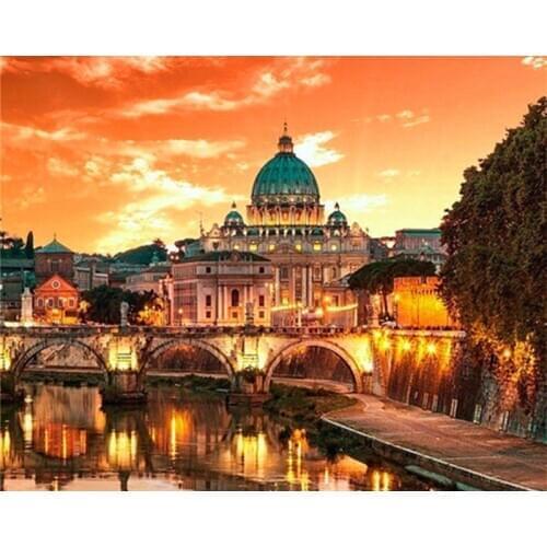 Diy Cities night landscape oil paint by numbers kit painting canvas painting by numbers for kids adults art paint