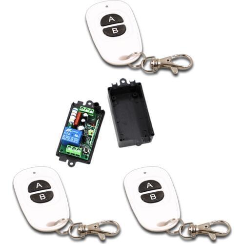 New AB Buttons AC110V 220V 1CH RF Wireless Remote Control Switch System 3Transmitter and 1Receiver Toggle 315/433MHZ