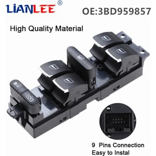 New Chrome Master Window Controller Switch For VW Jetta Golf GTI MK4 Passat B5 Driver Side 3BD 959 857 3BD959857 1998-2005