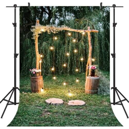 Hoop Wood Wedding Backdrop Drop Light Park Flowers Wall Stand Background Summer Engagement Photozone Decor Party Banner