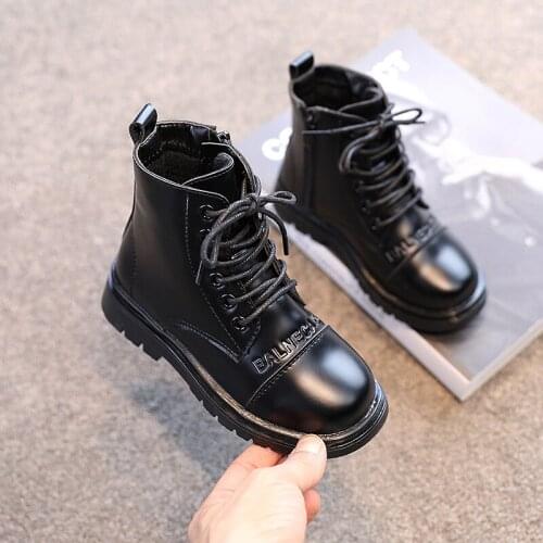 Autumn Winter Leather Children Shoes Boys Girls Boots Fshion Soft Baby Short Boots Comfortable Anti-slip Kid Martin Boots