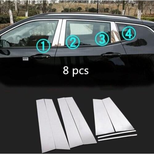 Stainless steel window cover trim window garnish pillar trim for Jeep Compass 2017 2018 2019
