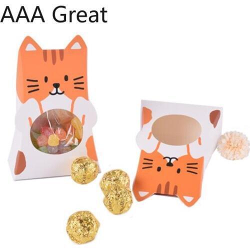 50Pcs/Lot Gift Box Candy Box Kids Favor Boxes Cat Animal Cartoon Birthday Party Supplies Decorations Christmas Chocolate Present