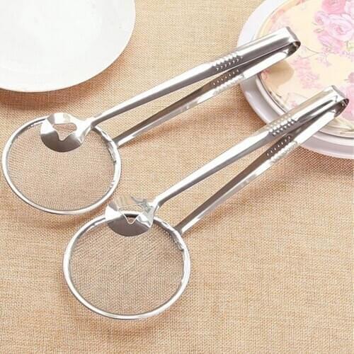 Cooking Serving Food Clip Tong Stainless Steel Drain Oil Fried Food Strainer BBQ Salad Buffet Tool Kitchen Frying Mesh Colander