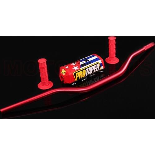 HandleBar 1-1/8" Dirt Bike MotorCross Bar MX Aluminum Racing Handlebar 810mm with Square Bar Pad red +lattice grips