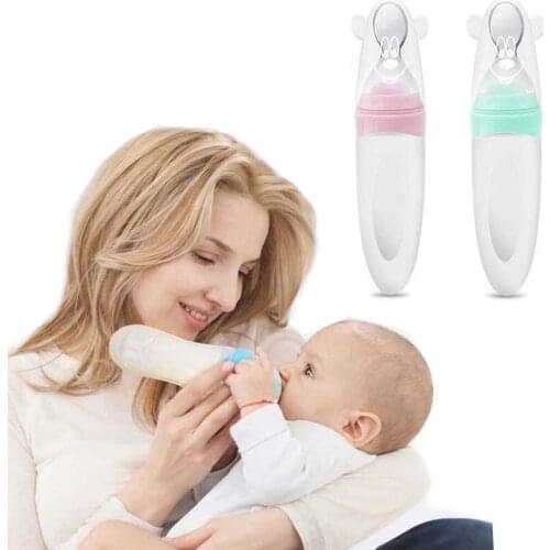 High Quality Baby Squeeze Spoon Silicone Scoop Rice Cereal Feeder Medicine Extrusion Tools Baby Bottle Spoon
