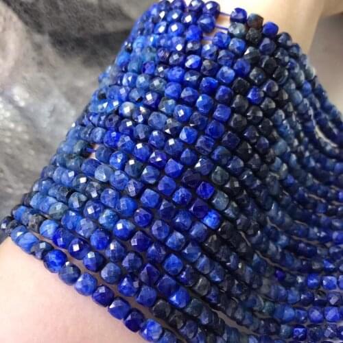 LOOSE BEADS blue Kyanite square faceted 4-5mm wholesale for DIY jewelry necklace 36cm