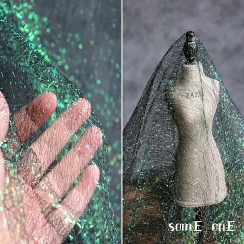 Unique Mesh Lace Tulle Fabric Fluorescent green DIY Pettiskirt Skirt Wedding Dress Creative clothing Designer Fabric 50*150cm