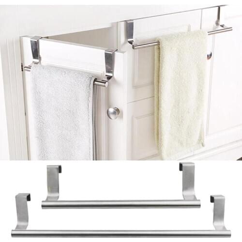 Stainless Steel Towel Rack Hanging Holder Organizer Bathroom Kitchen Door Cabinet Cupboard Clothes Hanger Towel Rod Rack