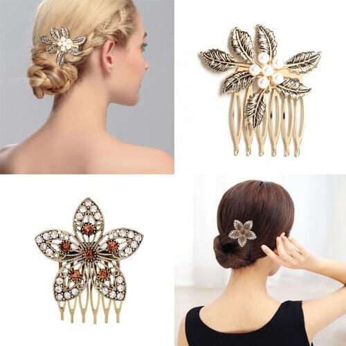 Vintage Butterfly Bridesmaid Headdress Bridal Hair Comb Clip Hairpin Flower Bridal Head Piece For Women girls hair Accessories