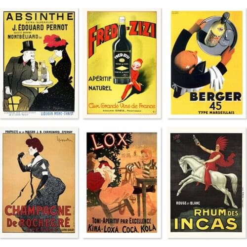 Vintage wine poster on Leonetto cappiello 1920S Bar wall decor 6 in 1 unframed g2