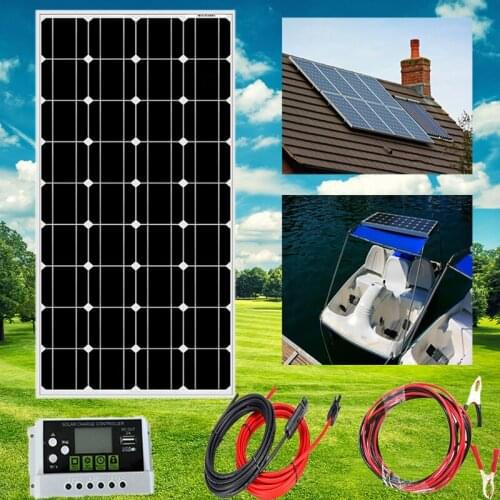 Rigid Solar Panel 100W Glass Solar Panel System 200W Efficiency Solar Cell 12V 24V Battery Charge For Boat Solar Panel Kit