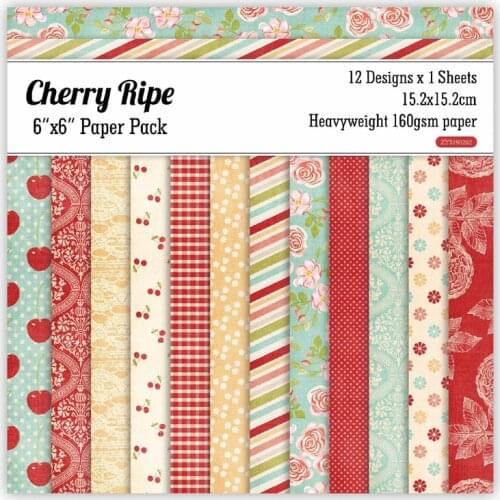 ZFPARTY 12 Sheets Cherry Ripe Scrapbooking Pads Paper Origami Art Background Paper Card Making DIY Scrapbook Paper Craft