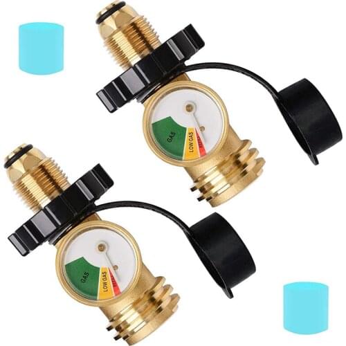 2 Pack Propane Tank Adapter with Gauge Converts POL LP Tank Valve to Type1/QCC1 for 5-100Lb Propane Tank