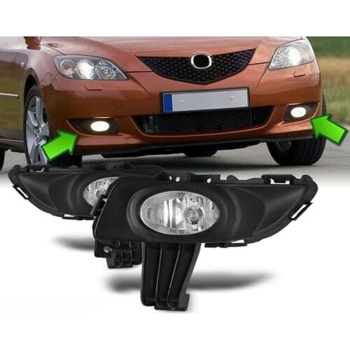 Car Replacement Fog Lights + Wiring Kit Clear Lens for Mazda 3 M3 2004-2006 BS1C-51-690 BS1C-51-680