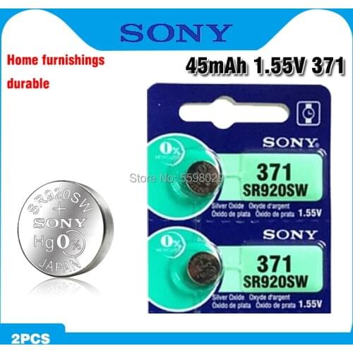 2pcs Sony 100% Original 371 SR920SW 920 1.55V Watch Battery SR920SW 371 Button Coin Cell MADE IN JAPAN