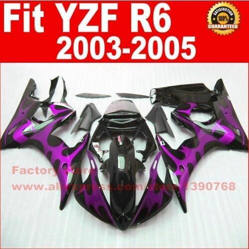 Free motorcycle fairings set for 2003 2004 2005 YAMAHA R6 03 04 05 YZF R6 purple flame fairing kits body repair parts