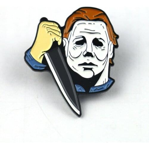 Horror Movie Halloween Michael Myers Enamel Alloy Badge Brooch Pin Clothes Lapel Bags Backpack Hat Accessories Brooches Gift