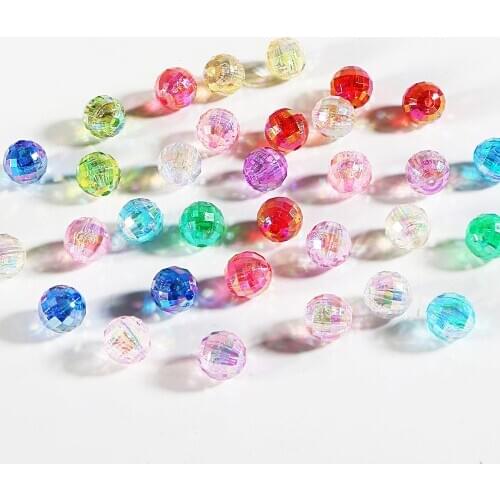 50pcs/100pcs AB Rainbow Beads section cut Transparent Acrylic surface Sewing DIY Beads Craft Handmade Jewelry Making