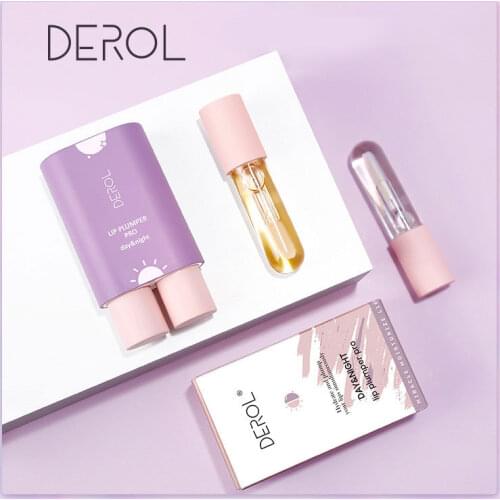 DEROL 2*4ml Double Tube Day and Night Lip Plumping Liquid Lipstick Hydrating Peppermint Ginger Lip Gloss Sexy Lip Makeup TSLM2