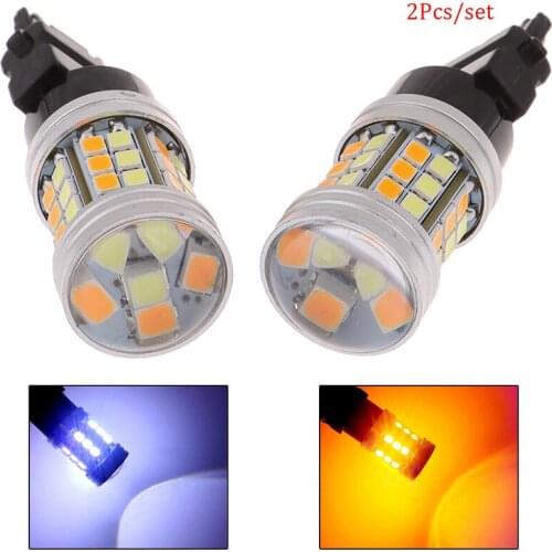 Two 3157-2835-45smd White + Yellow Reversing Light Led Car Steering Light Rear Steering Light Rear Steering Light White Amber 12
