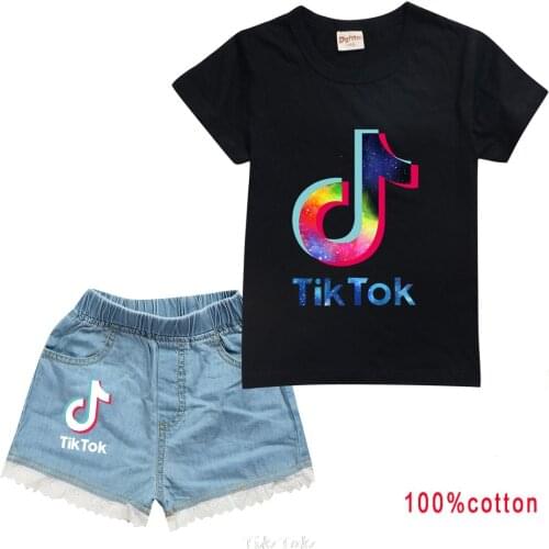 Tik Tok T Shirt Children Funny Tops Cartoon T-shirt Tik Tok Graphic Tees Hip Hop Unisex Tshirt Short 2Pcs Newest