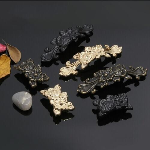 JD Golden Handle Modern Minimalist Cabinet Door Drawer Wardrobe Zinc Alloy Pastoral Rose Flower Antique Black Furniture Handle