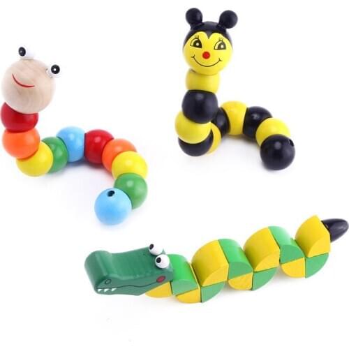 Colorful Wooden Worm Puzzles Kids Learning Educational Didactic Baby Development Toys Fingers Game for Children Montessori Gift