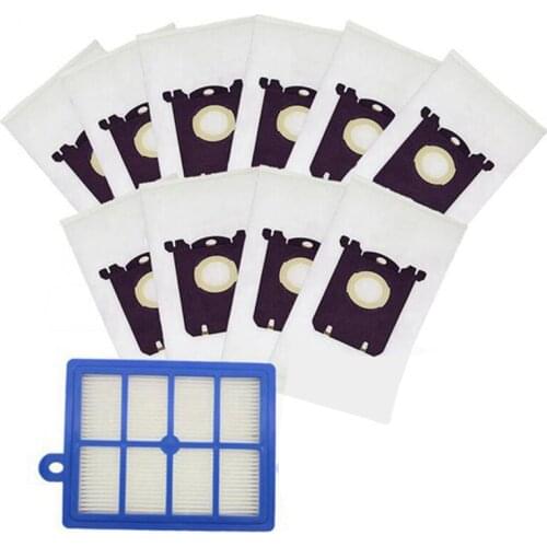 10Pcs Vacuum Cleaner Dust Bags + 1Pc Hepa Filter Fit For Electrolux Cleaner ZE346B ZE360WP Z2347,Z3347