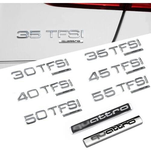 3D Metal 30 35 40 45 50 55 TFSI Stickers Rear Trunk Emblem Car Displacement Badge For Audi Quattro A3 A4 A6 Q3 Q5 Q7 RS3 RS4