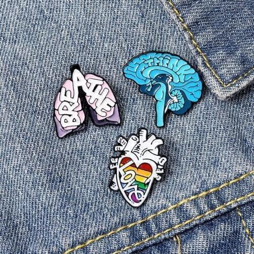 Ins Fashion Creative Heart Brain Drip Enamel Brooch Love High-end Paint Denim Pin Personalized Versatile Backpack Shirt Badge