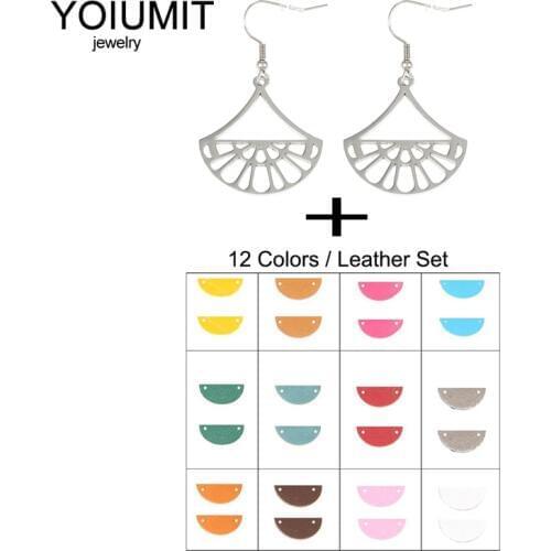 Yoiumit Trendy Interchangeable Leather Drop Earring Hanging Dangle Earrings Jewelry Stainless Steel Earring for Women Bijoux