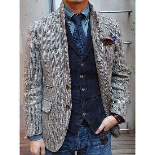 Mens Tweed Jacket Custom Made To Measure Men,Grey Mens Herringbone Coat,Custom Mens Tweed Coat Tweed Fall Winter Coat